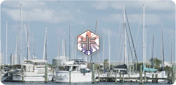 a group of boats in a harbor