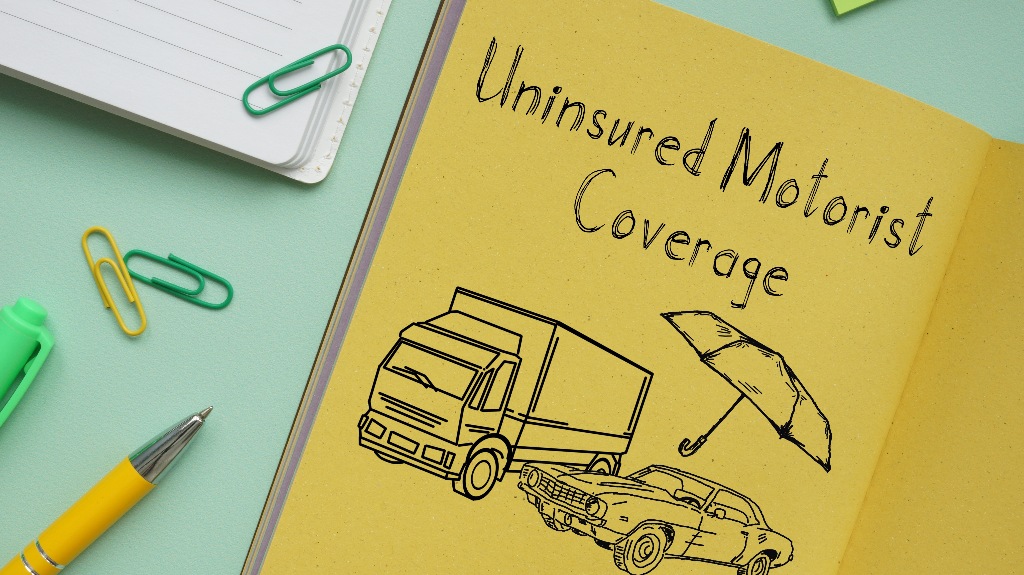 Uninsured Motorist Coverage is shown using a text and picture of car